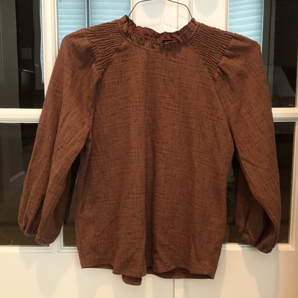 Anthropologie Current Air ruffle neck top